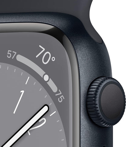 HOTApple Watch Series 8 (GPS, 41MM) - Midnight Aluminum Case with Midnight Sport Band S/M (Renewed Premium)