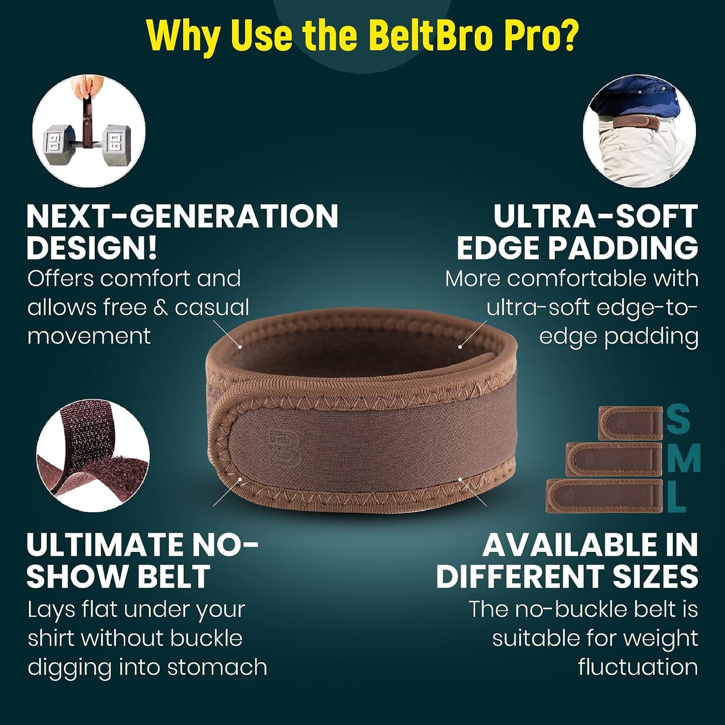 HOTBeltBro Pro for Men and Women Elastic No Buckle Invisible Belt Patented Metal Free TSA Soft Adjustable Side Tactical Belt
