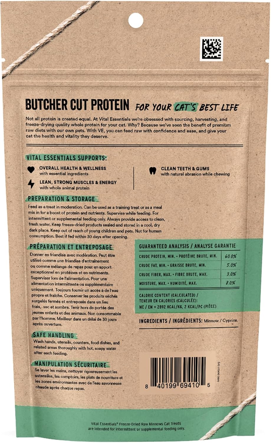 HOTVital Essentials Freeze Dried Minnows Cat Treats, 1.0 oz Bag | Single Ingredient, Premium Quality Protein, Grain Free, Healthy Treats, USA Made with U.S. & Globally Sourced Ingredients