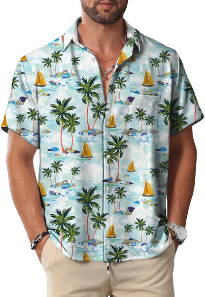 HOTKYKU Hawaiian Shirt for Men: Beach Vacation Summer Short Sleeve Button Down Mens Shirts Casual Stylish