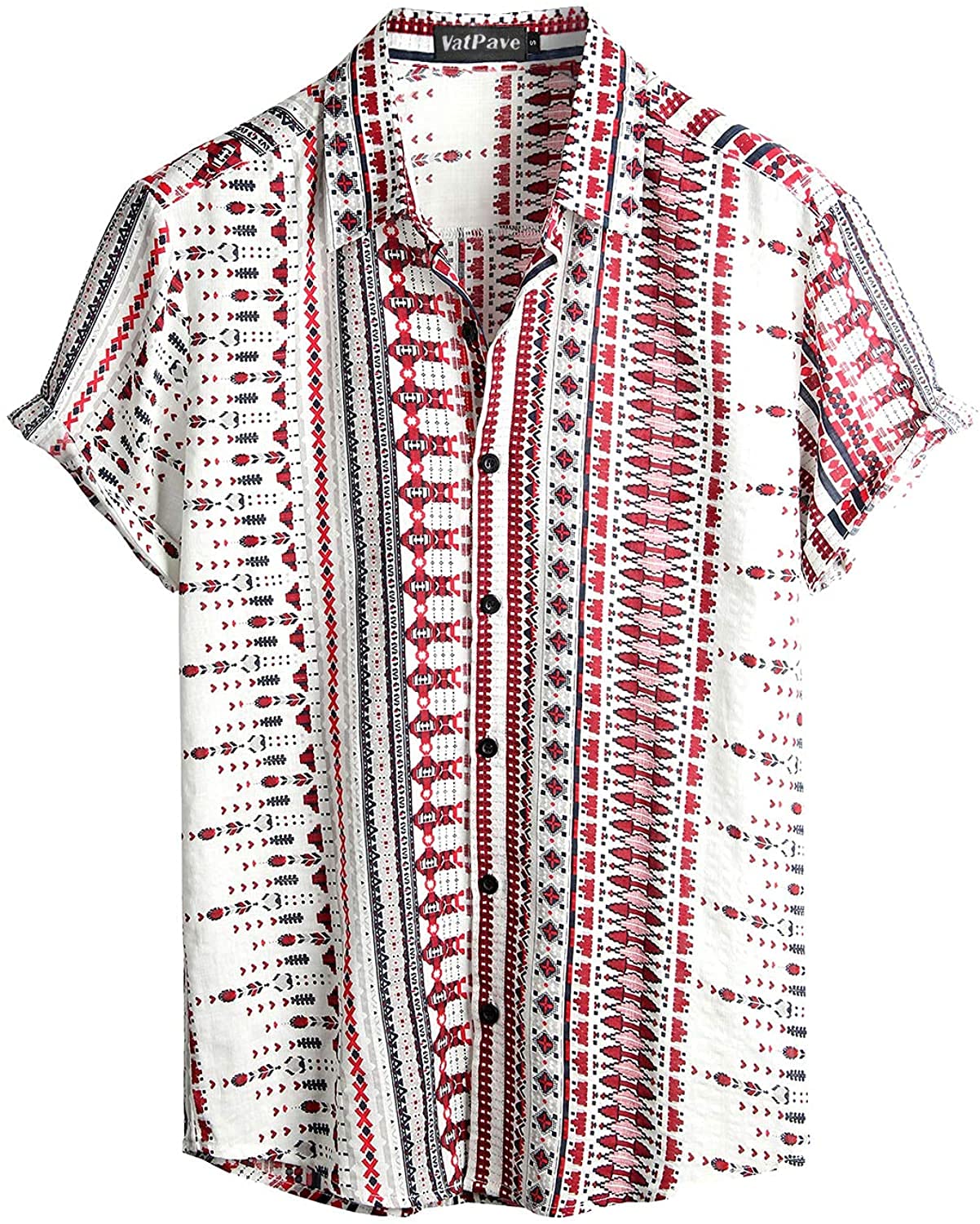 HOTVATPAVE Mens Casual Short Sleeve Button Down Shirts Regular Fit Hawaiian Summer Shirt