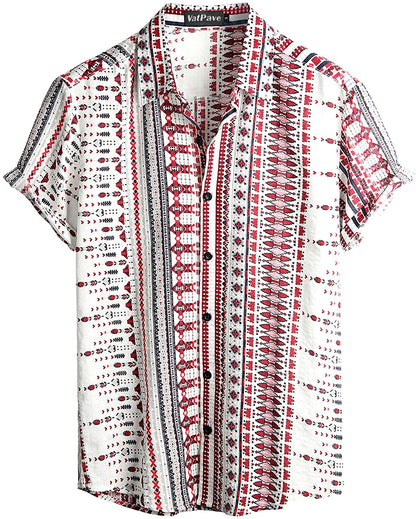 HOTVATPAVE Mens Casual Short Sleeve Button Down Shirts Regular Fit Hawaiian Summer Shirt