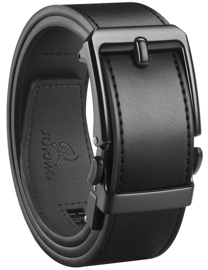 HOTJUKMO 1.5" (38mm) Leather Ratchet Belt for Men in Gift Box | Automatic Slide Buckle, Adjustable Trim to Fit