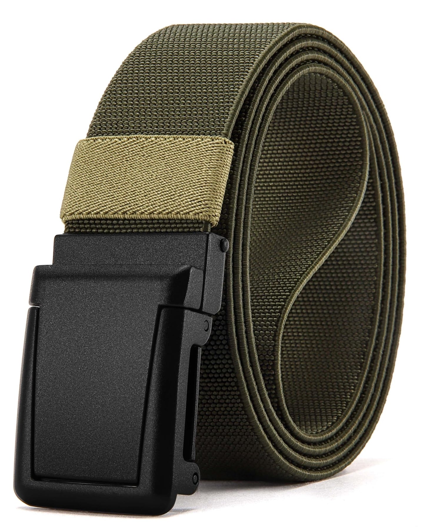 HOTCHAOREN Tactical Belt Men - 1.5" Stretch Work Belt with Zin Alloy Buckle | Quick Release Flip Buckle, Heavy Duty for Military EMT EMS Hiking, Stretchy Nylon