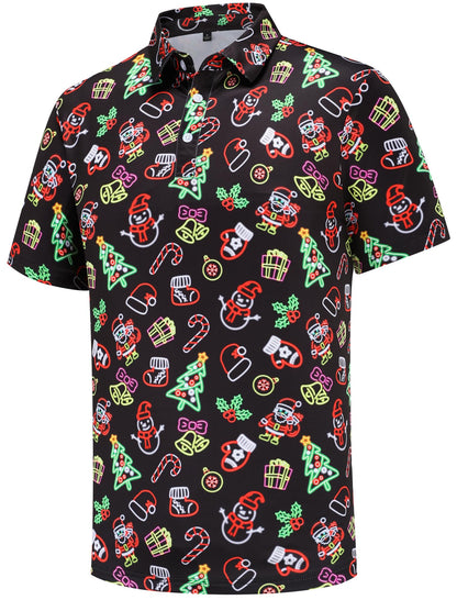 HOTMens Golf Polo Shirts Short Sleeve Performance Moisture Wicking Dry Fit Casual Print Funny Golf Polo Shirts for Men