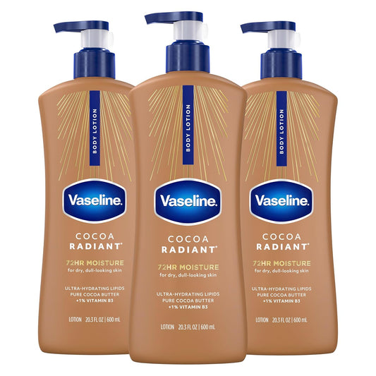 HOTVaseline Intensive Care Body Lotion Cocoa Radiant 3 count for Dry Skin Lotion Made with Ultra-Hydrating Lipids and Pure Cocoa Butter for a Long-Lasting, Radiant Glow 20.3 Oz