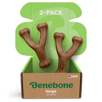 HOTBenebone Wishbone Durable Dog Chew Toy for Aggressive Chewers, Real Bacon, Made in USA, Medium