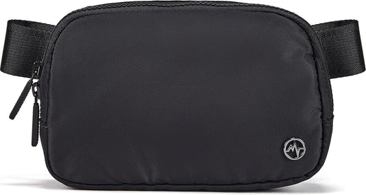 HOTPander Two Way Zipper Fanny Pack Nylon Everywhere Belt Bag for Women, Water Repellent Waist Packs, Crossbody Bags with Adjustable Strap (Black).