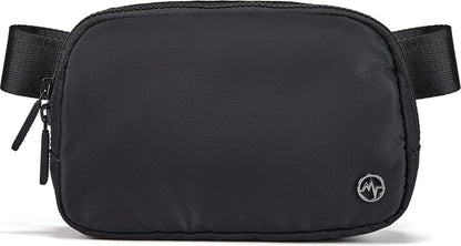 HOTPander Two Way Zipper Fanny Pack Nylon Everywhere Belt Bag for Women, Water Repellent Waist Packs, Crossbody Bags with Adjustable Strap (Black).
