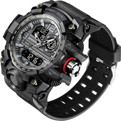 HOTKXAITO Men's Watches Sports Outdoor Waterproof Military Watch Date Multi Function Tactics LED Face Alarm Stopwatch for Men 3133