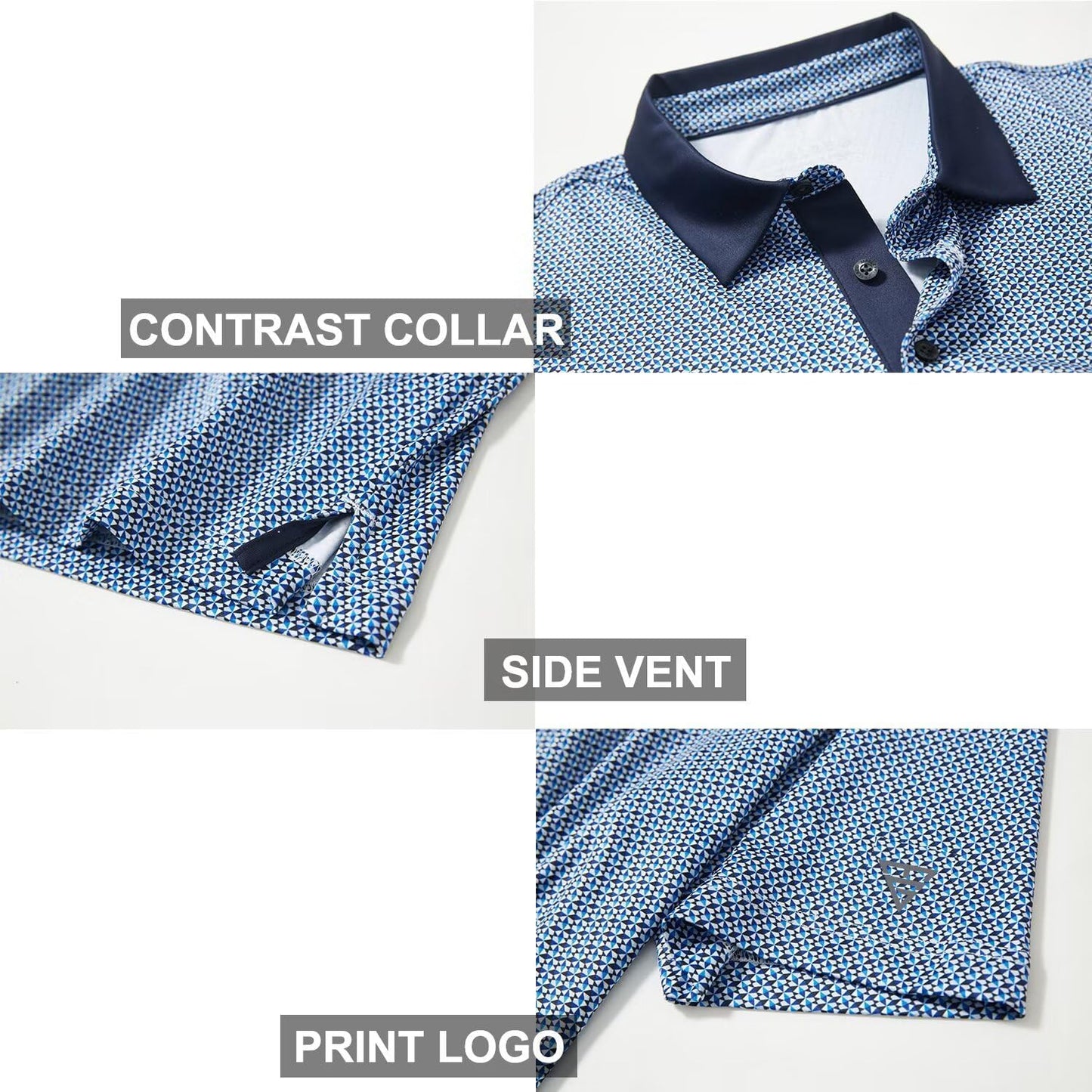 HOTGolf Shirts for Men Dry Fit Short Sleeve Print Performance Moisture Wicking Polo Shirt