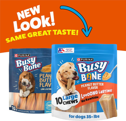 HOTPurina Busy Bone Adult Dog Chew Bone Treats, Peanut Butter - 10 ct. Pouch