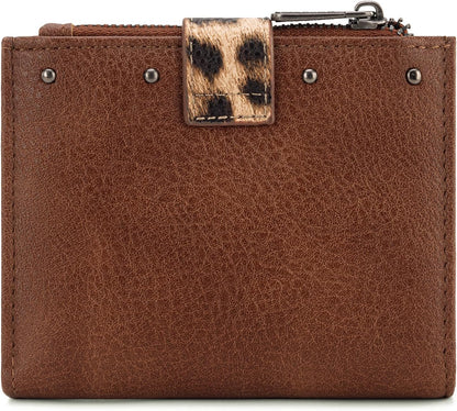HOTMontana West X Wrangler Small Womens Wallet Leopard Print Women's Wallets, Card Cases & Money Organizers Small Bifold Card Wallet with Removable ID Window