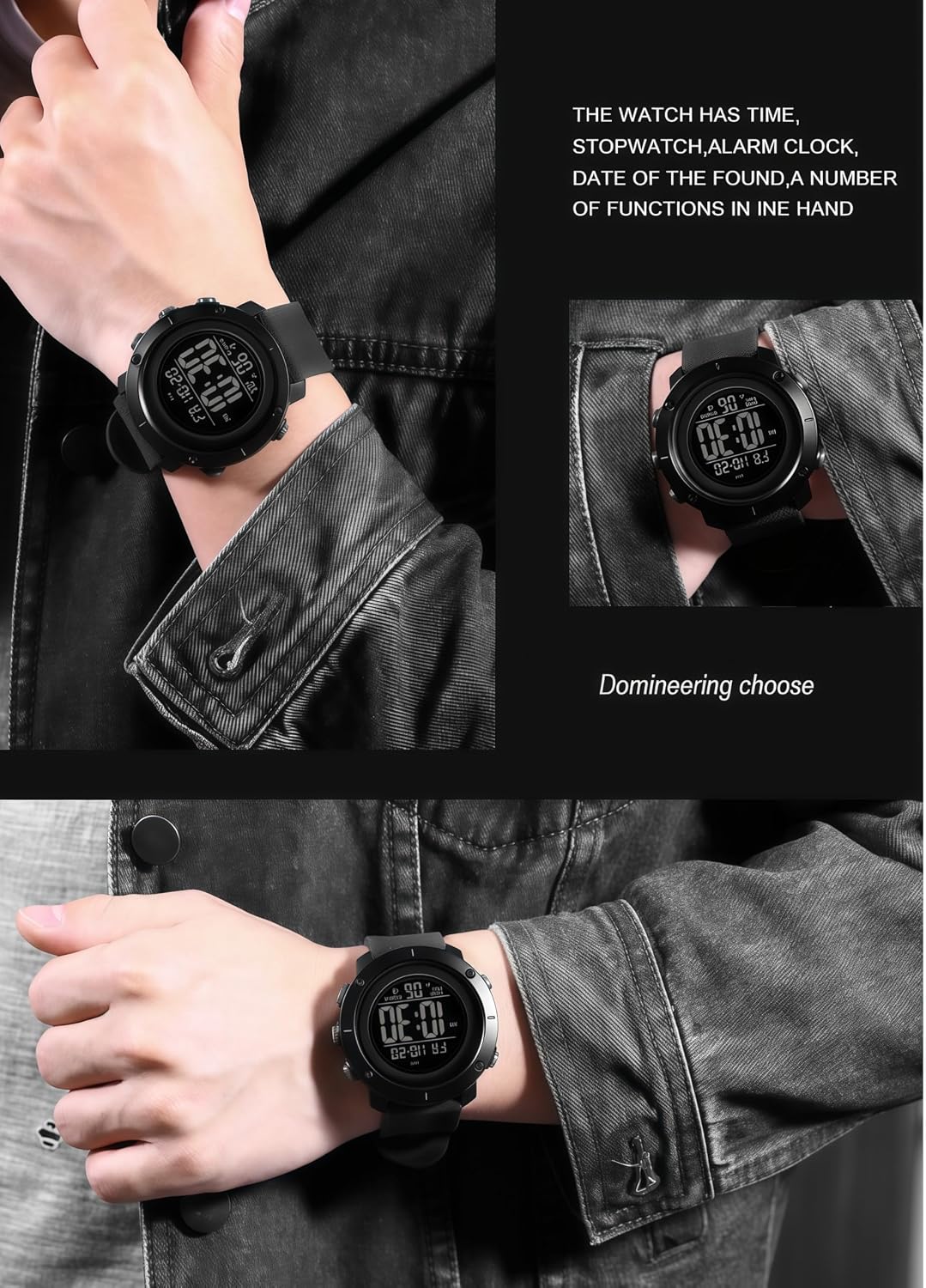 HOTSNE Digital Watch Sports Waterproof Military Back Light Small Watch for Men Black 1426