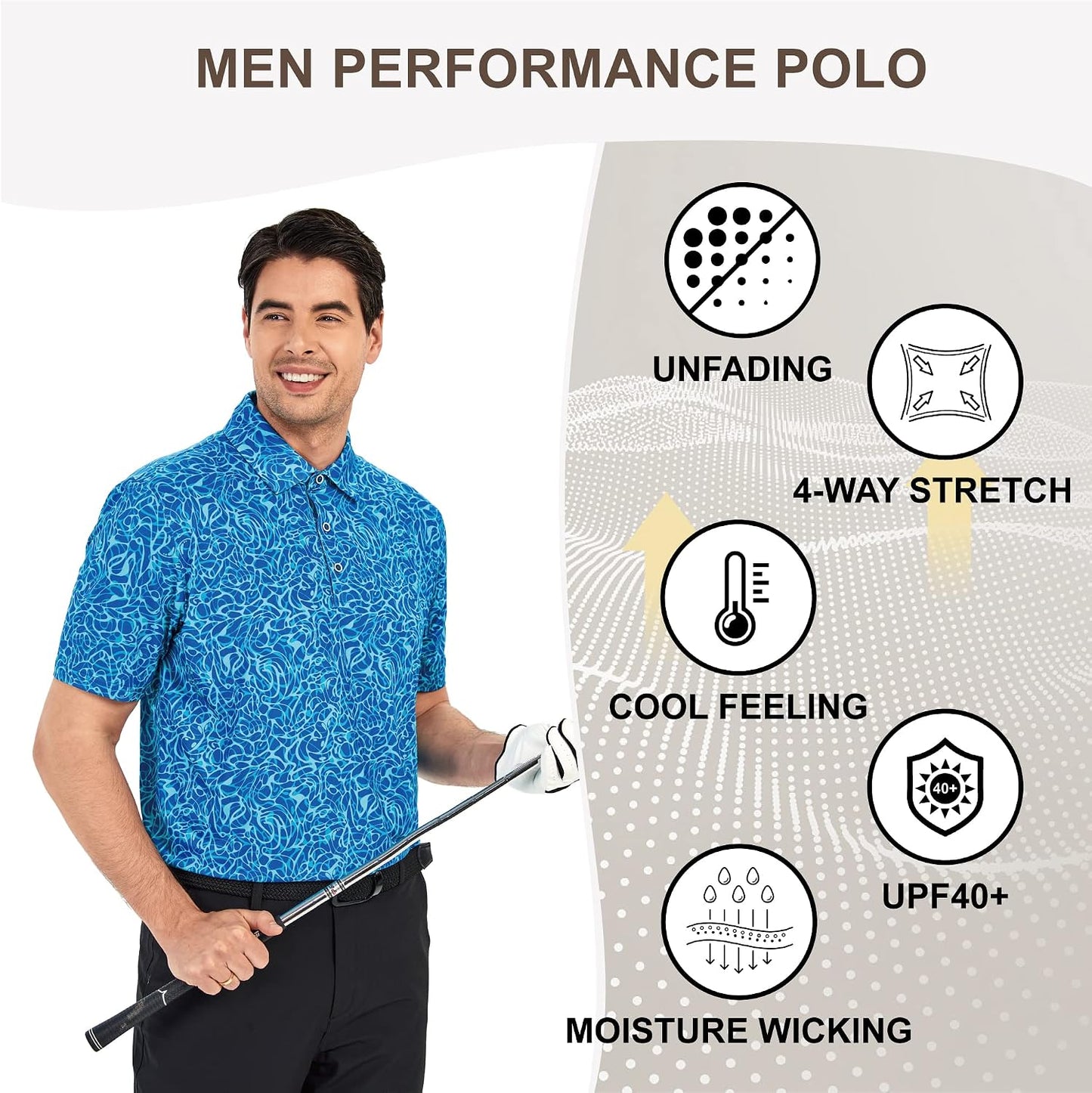 HOTDamipow Premium Golf Shirts for Men Dry Fit Performance Polo Short Sleeve Collared Shirt