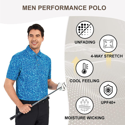 HOTDamipow Premium Golf Shirts for Men Dry Fit Performance Polo Short Sleeve Collared Shirt