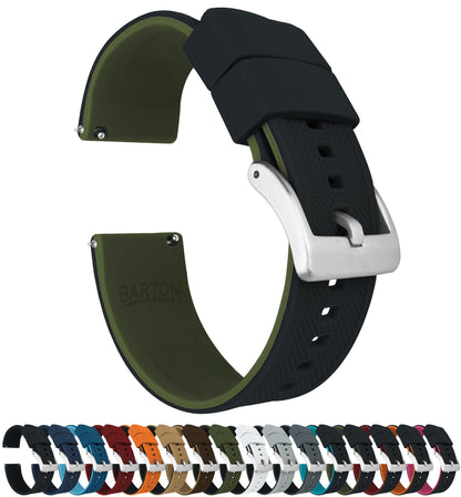HOTBARTON Elite Silicone Watch Bands - Quick Release - Choose Strap Color & Buckle Color (Stainless Steel, Black PVD or Gunmetal Grey) - 18mm, 20mm, 22mm & 24mm Watch Straps