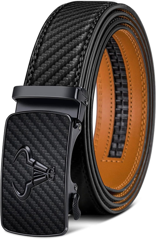 HOTBULLIANT Men's Belt,Brand Ratchet Belt Of Genuine Leather For Gift Men Dress,Size Customized