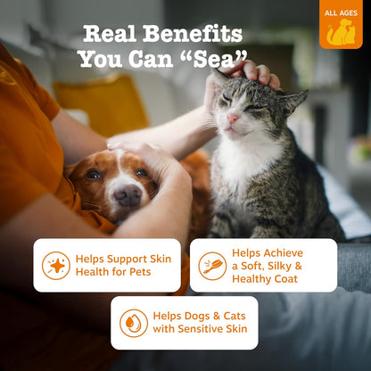 HOTZesty Paws Wild Alaskan Omega-3 Blend Pollock + Salmon Oil for Dogs and Cats- Skin and Coat Support, Omega 3 Supplement for Pets, 32oz