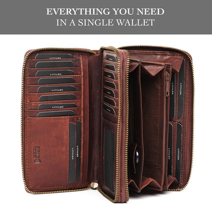 HOTLeather RFID Wallet Women – Modern RFID Womens Wallet- Big Multiple Compartments – Credit Card Holder – Handcrafted Genuine Leather -Carteras de Mujer Piel