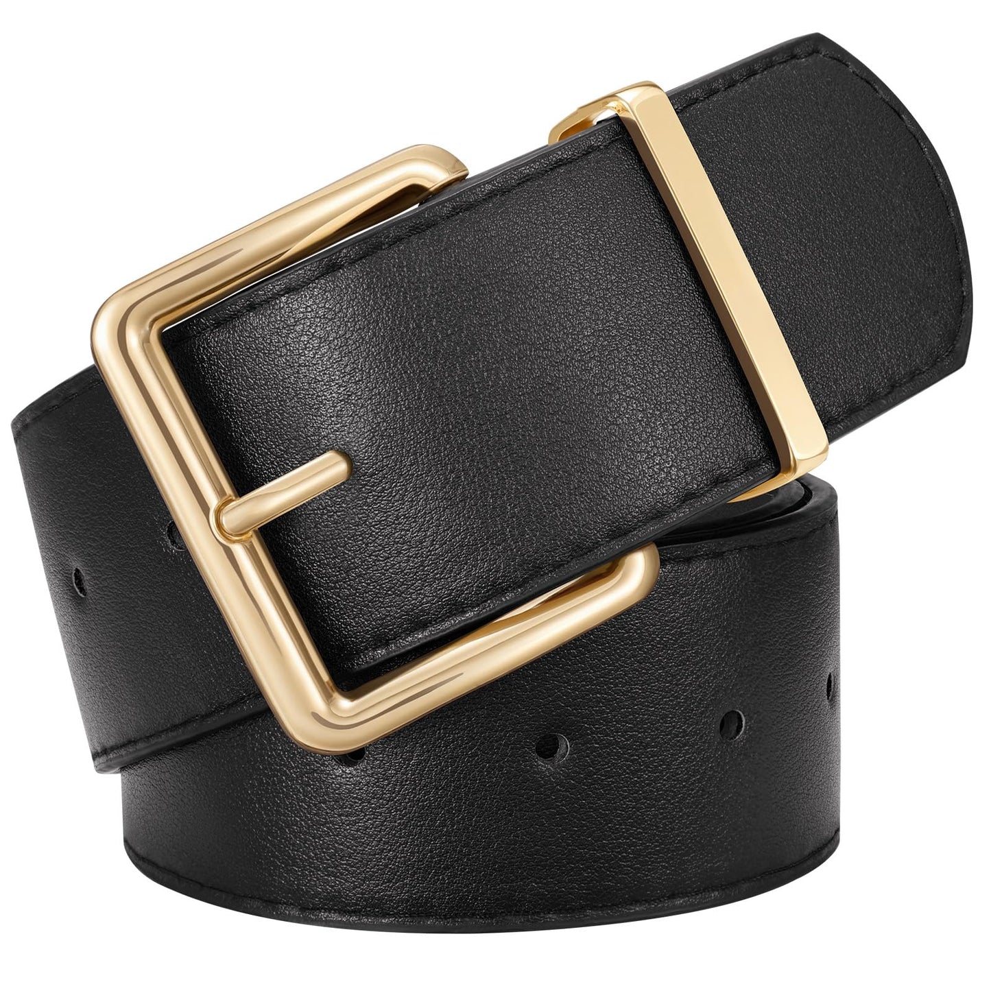 HOTXZQTIVE Women Wide Chunky Belt for Dresses Fashion Thick Suede Belt with Gold Buckle
