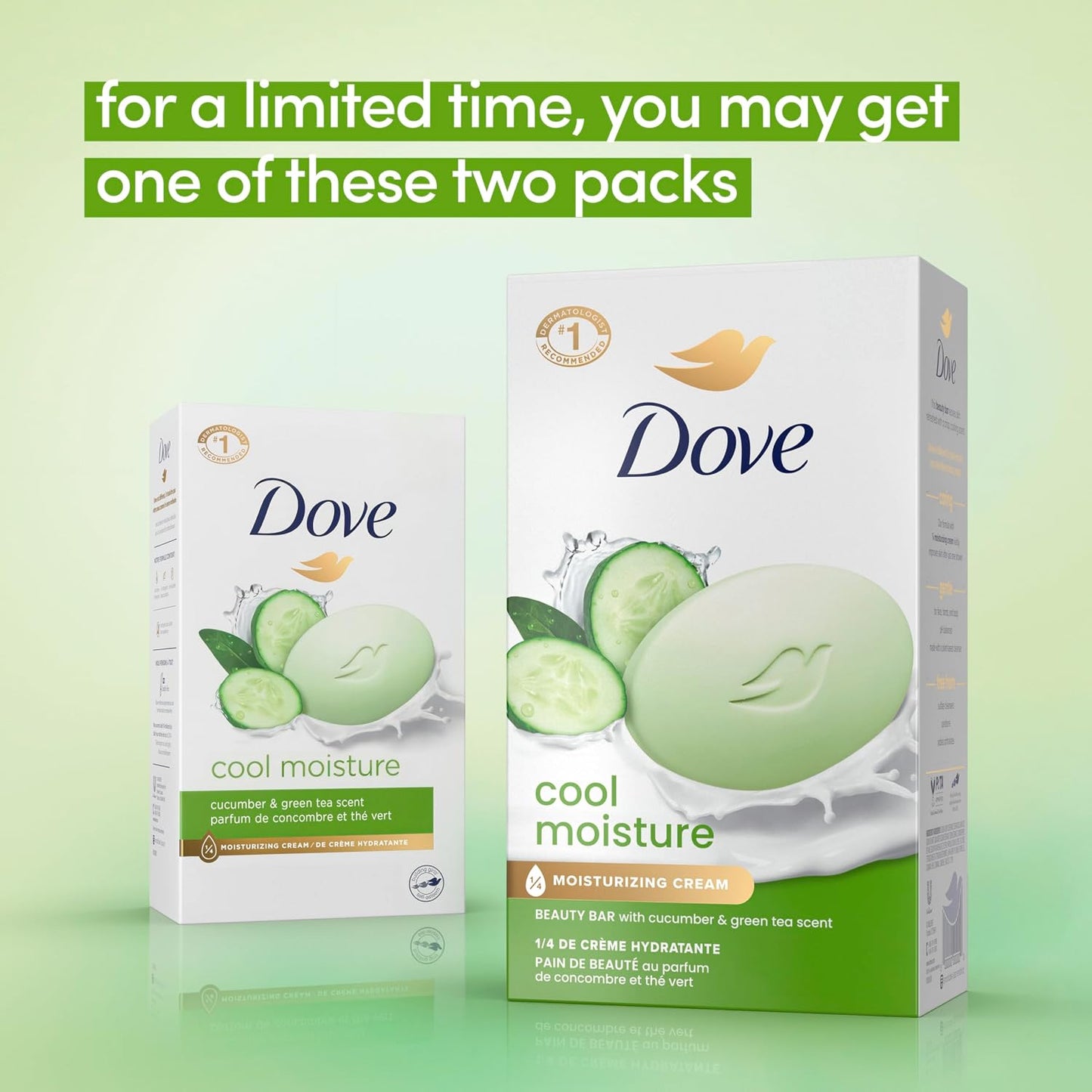 HOTDove Cool Moisture Beauty Bar Soap 8 Count, Refreshing Cleanser, 3.75 oz I Moisturizing beauty bar with cucumber and green tea scent for refreshed, soft skin
