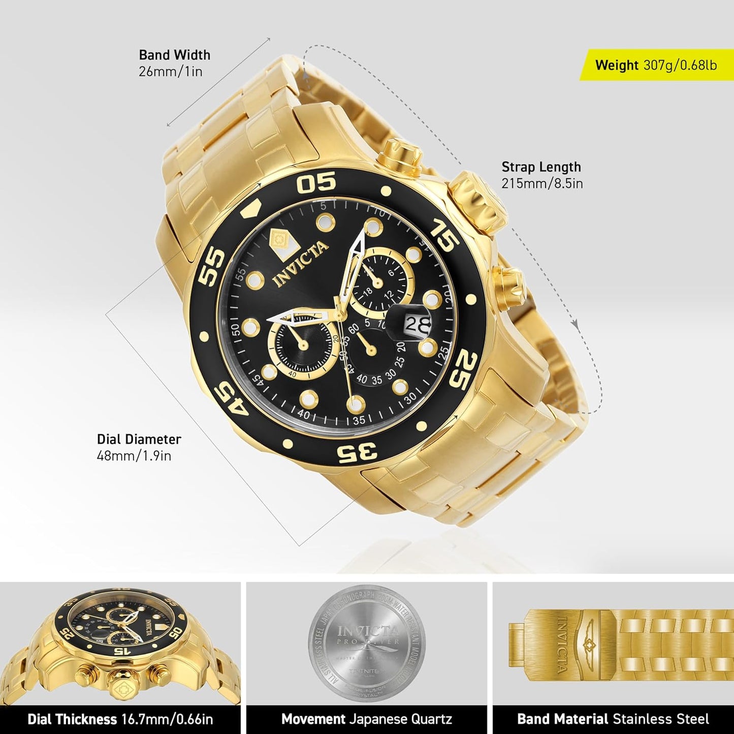 HOTInvicta Men's Pro Diver Collection Chronograph Watch