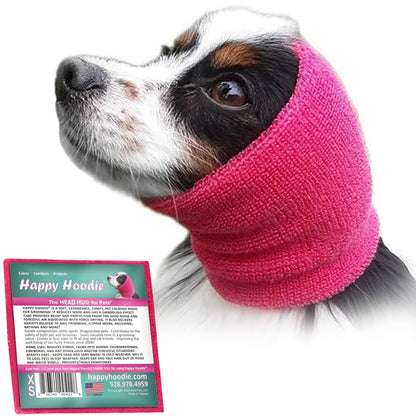 HOTHappy Hoodie The Original Dog & Cat Calming Band - American Brand - Anxiety Relief/Noise Protection - Grooming - Thunder - Fireworks (Black) - Since 2008, Large (Pack of 2)
