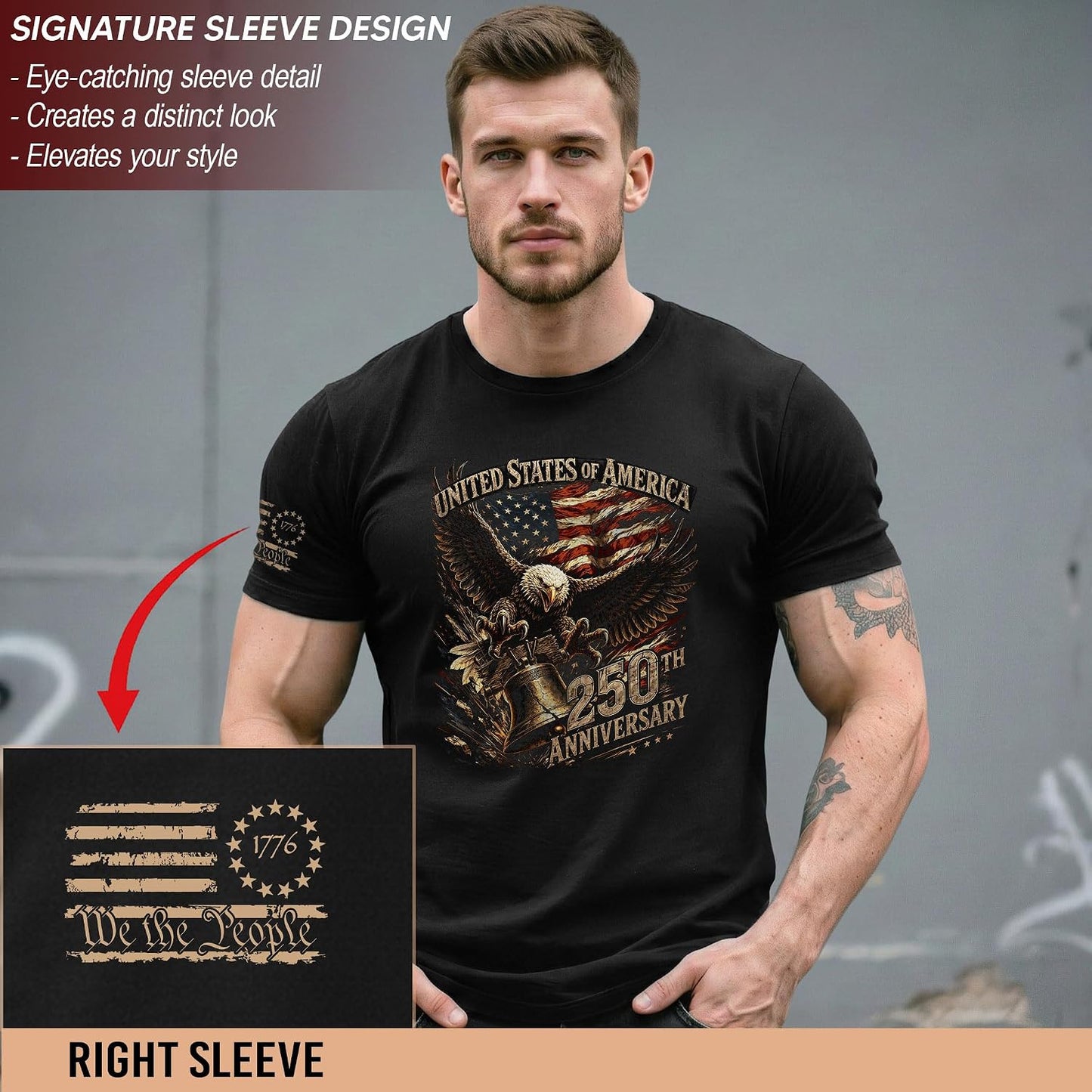 HOT250th Anniversary USA Shirt, 1776-2026 Graphic Shirts for Men | Graphic T-shirt featuring 1776-2026 inspired artwork, suitable for holidays, gatherings, casual wear, and everyday outfits
