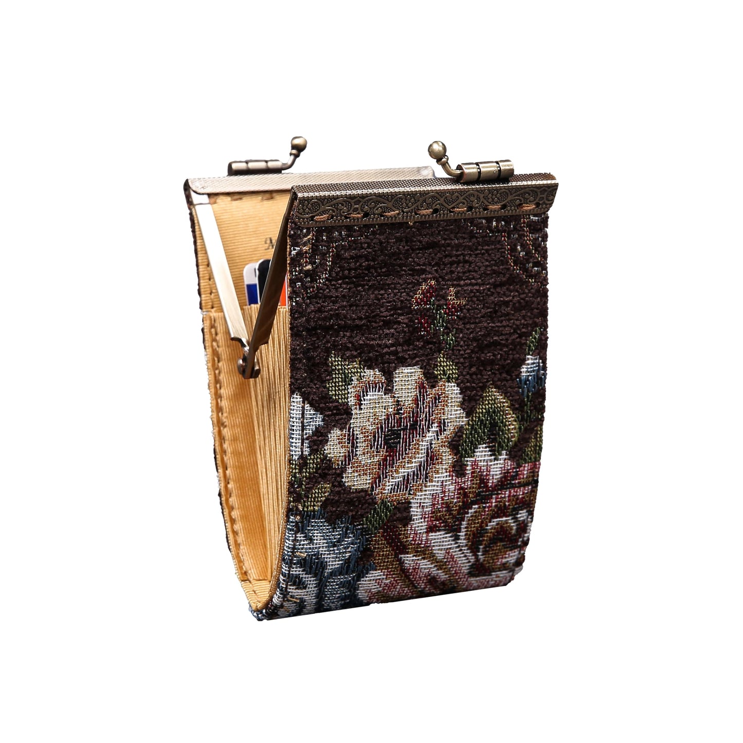 HOTAngelina's Palace Carpet Wallet Vintage Kiss Lock ID Pouch,Clasp Card Holder