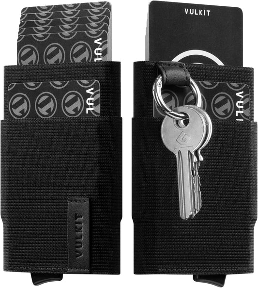 HOTVULKIT Pop up Wallet for Women with Keychain, RFID Blocking Minimalist Slim Credit Card Holder for Gift Black
