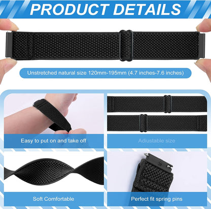 HOTCompatible with 16mm 18mm 19mm 20mm 22mm 24mm Watch Bands Quick Release Replacement Wristband,Adjustable Stretchy Nylon Solo Loop Straps Fabric Braided Sport Elastic Bands for Men Women
