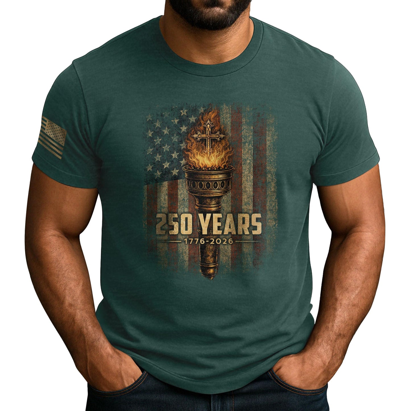 HOT250 Anniversary USA Shirt, Christian Shirts for Men | Celebrate your faith and American pride with our unique collection of cross-themed apparel and 250th anniversary shirts