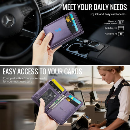 HOTSlim Wallet for Women RFID Blocking Credit Card Holder Bifold Front Pocket Mini Wallet with 8 Card Slots and 2 Cash Pockets, Minimalist PU Leather Small Travel Purse Compact Gift, Purple