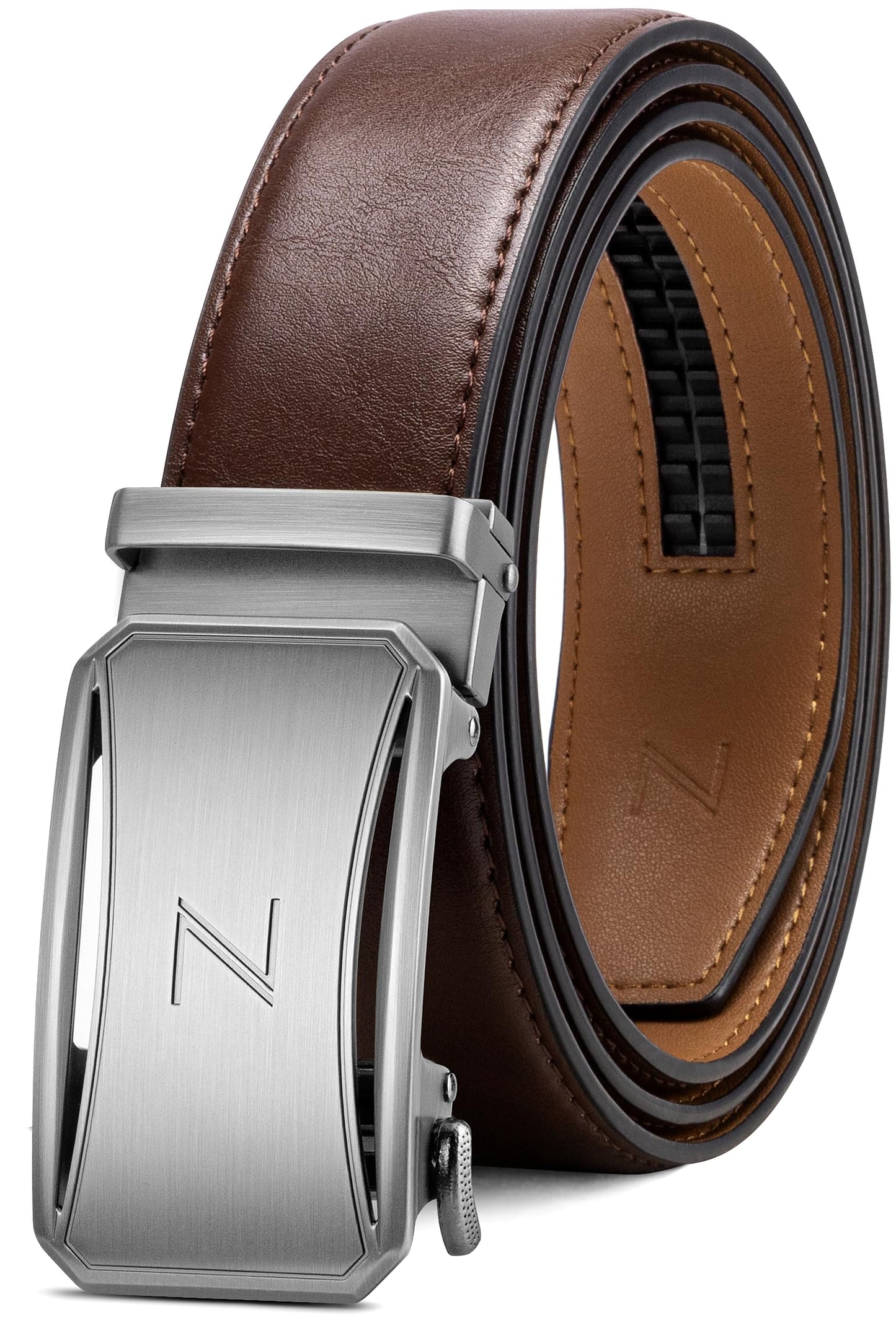 HOTZitahli Belt Men,Leather Ratchet Belt for Men Dress Casual Every Day with Adjustable Buckle,Trim to Fit For Gift