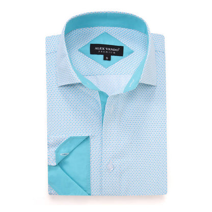 HOTAlex Vando Mens Printed Dress Shirts Regular Fit Casual Button Down Shirt | Wrinkle resistant, Machine washable, Contrast on inner collar & cuff, True-to-size cut, Business & Daily, Easy outfit pairing