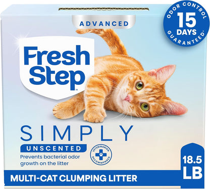 HOTFresh Step Advanced Simply Unscented Multi Cat Clumping Litter, Formulated With No Added Dyes or Fragrances, Ammonia Block Technology, Low Dust, 18.5 lb. Box