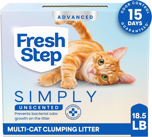 HOTFresh Step Advanced Simply Unscented Multi Cat Clumping Litter, Formulated With No Added Dyes or Fragrances, Ammonia Block Technology, Low Dust, 18.5 lb. Box