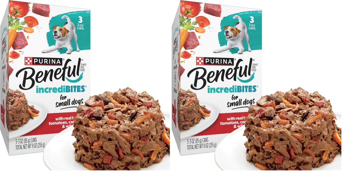 HOTBeneful Purina Small Breed Wet Dog Food Variety Pack, IncrediBites With Real Beef, Chicken and Salmon - (Pack of 30) 3 Oz. Cans