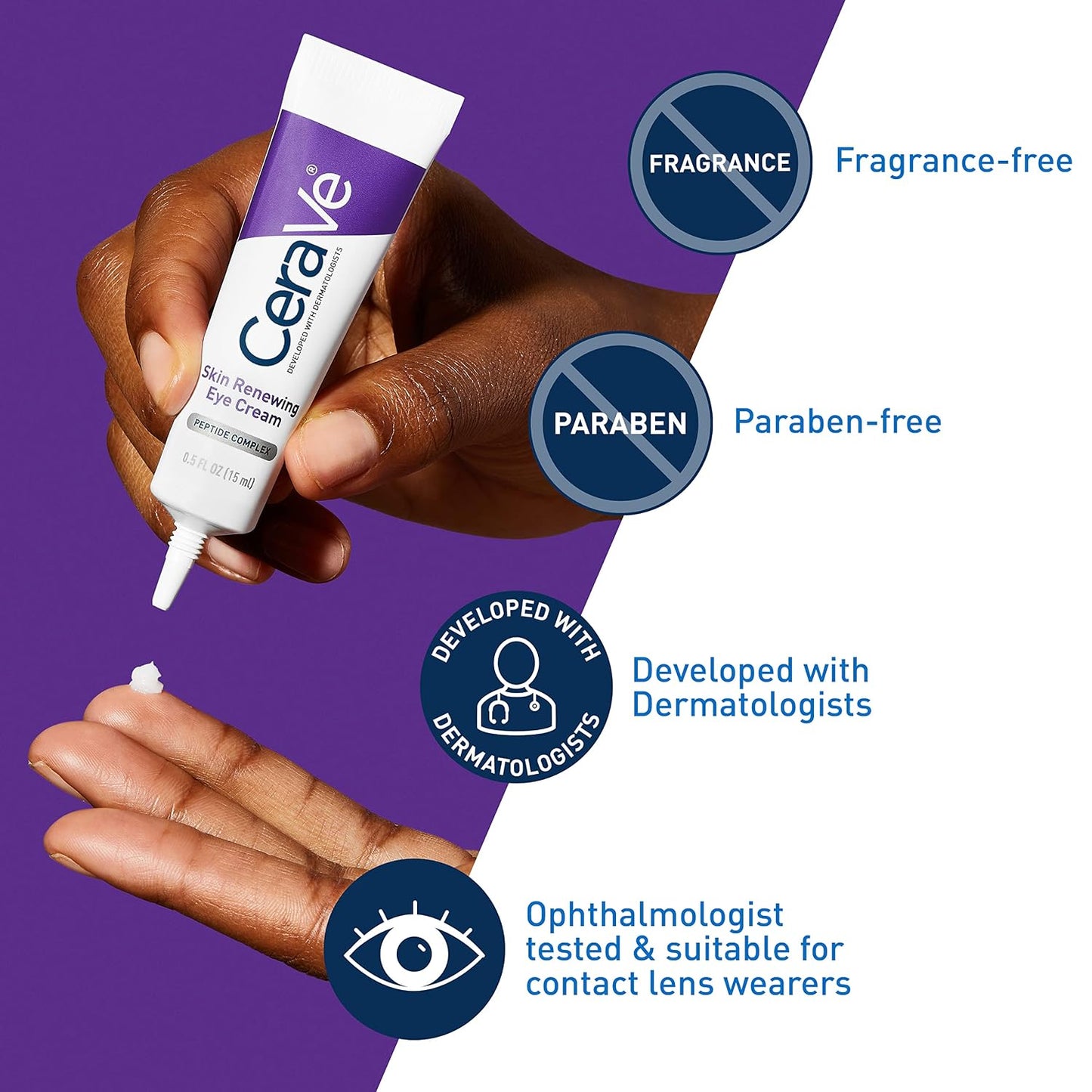 HOTCeraVe Skin Renewing Eye Cream For Wrinkles, Under Eye Cream With Peptides + Caffeine + Niacinamide, For Wrinkles & Crows Feet, Paraben Free & Opthalmologist Tested