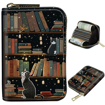HOTCute Credit Card Holder with Zipper, Crow Skull RFID-Blocking Card Case Small Wallet for Women Men, Multi-slot Card Organizer Case Travel Accordion Wallet
