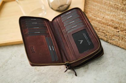 HOTLeather RFID Wallet Women – Modern RFID Womens Wallet- Big Multiple Compartments – Credit Card Holder – Handcrafted Genuine Leather -Carteras de Mujer Piel