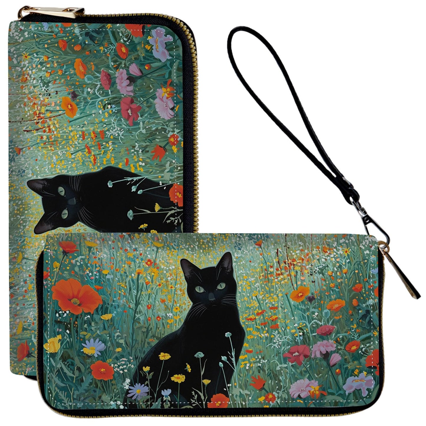 HOTLadies Wallet,Clutch Purses for Women Wallets Leather Credit Card Holder for Women Wristlet Slim Small Cute with Zipper,Thin RFID Blocking with Wrist Strap,Glitter Dragonfly Moon