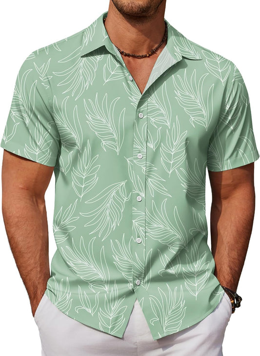 HOTCOOFANDY Mens Hawaiian Shirts Short Sleeve Button Down Aloha Shirt Casual Beach Clothes