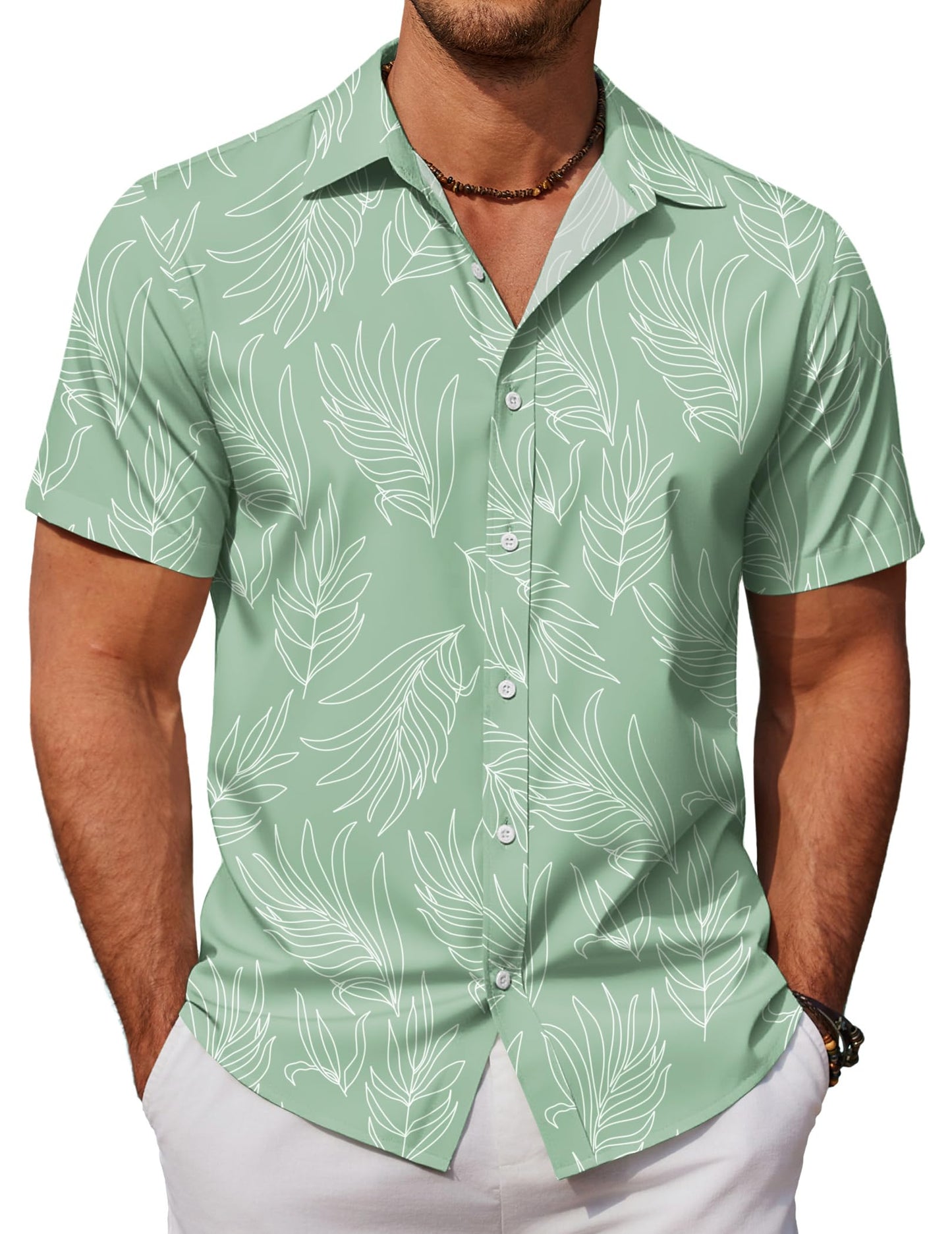 HOTCOOFANDY Mens Hawaiian Shirts Short Sleeve Button Down Aloha Shirt Casual Beach Clothes
