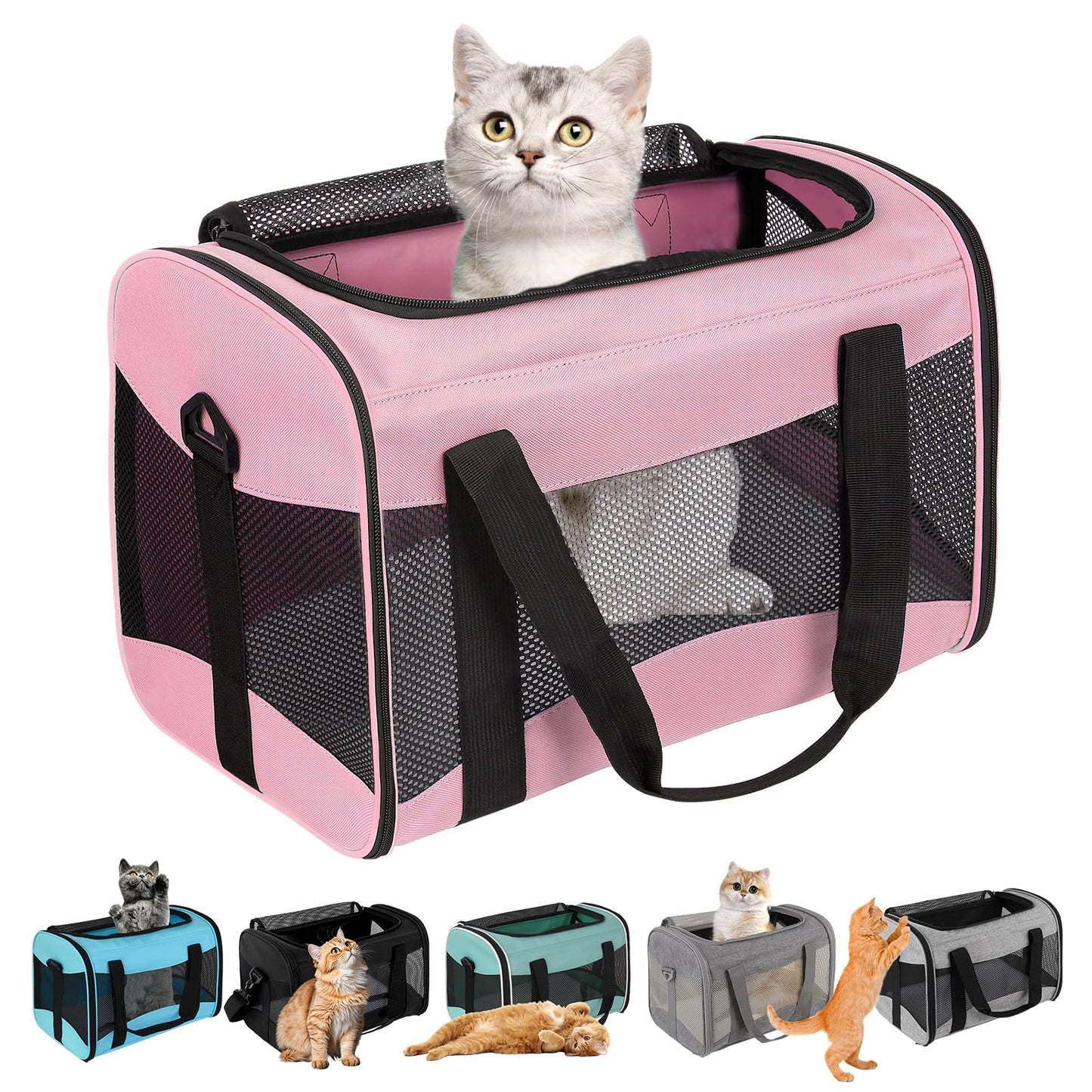 HOTCat Dog Carriers Soft-Sided Pet Carrier Large Cats for Medium Big Cat Small Dog Puppy up to 16lbs TSA Airline Approved Animal Collapsible Cat Carrier Carriers Travel Carrier Cat Bag (17x11x11)