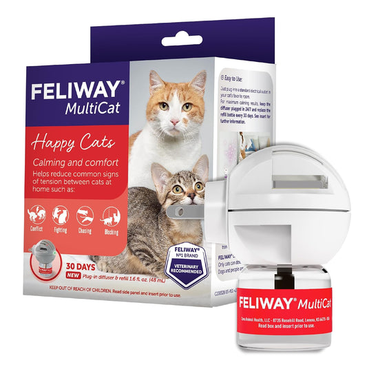 HOTFELIWAY MultiCat Cat Calming Pheromone Diffuser Kit | Helps Reduce Fighting, Tension and Aggression Between Cats due to Stress for Multi‑Cat Homes, 30 Day Supply