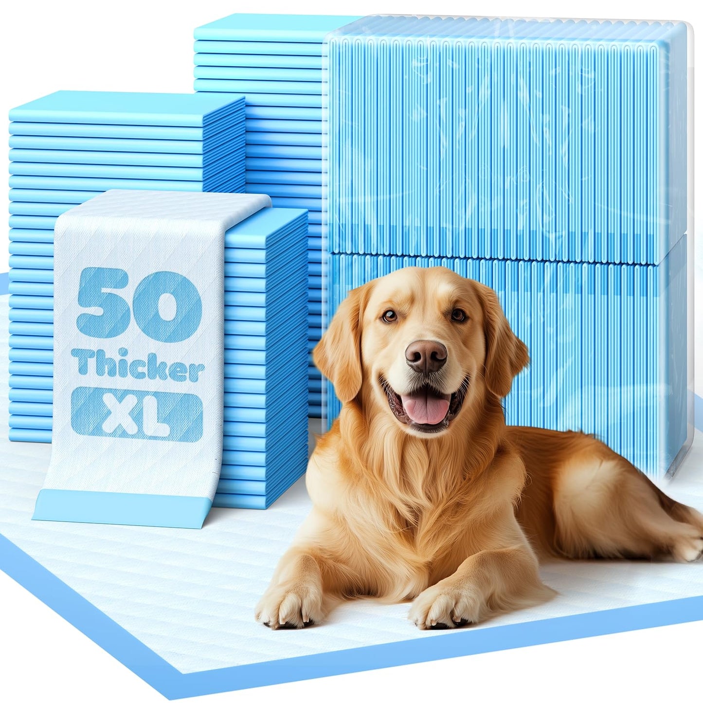 HOT50-Pack Extra Large Pee Pads - 34" x 28" Puppy Pads for Dogs with 6-Layer Leakproof Protection, Disposable and Quick-Dry Dog Pads with High Absorbency for Easy Potty Training