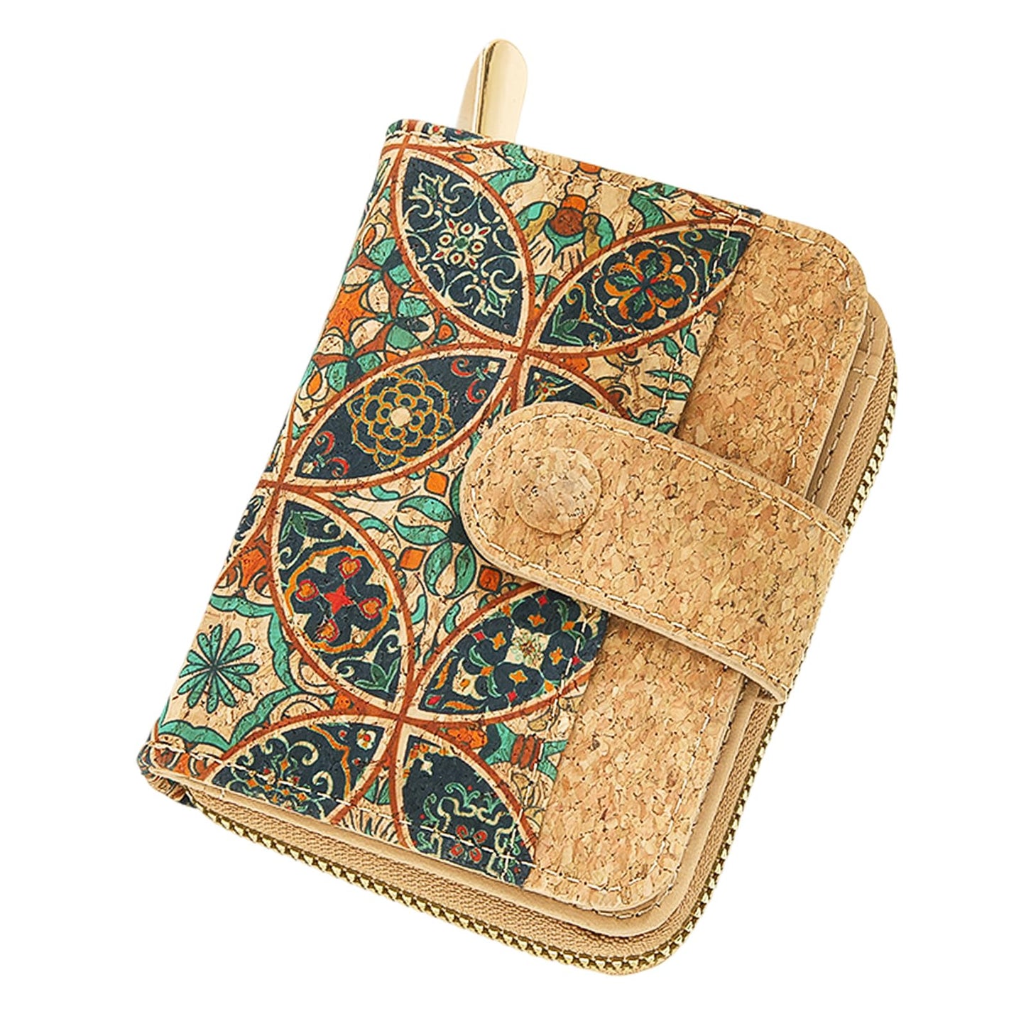 HOTCork Small Wallet for Women, Leather RFID Blocking Leather Purse for Ladies | Bifold Zipper Wallet with Credit Card Holder, ID Window for Female Teen