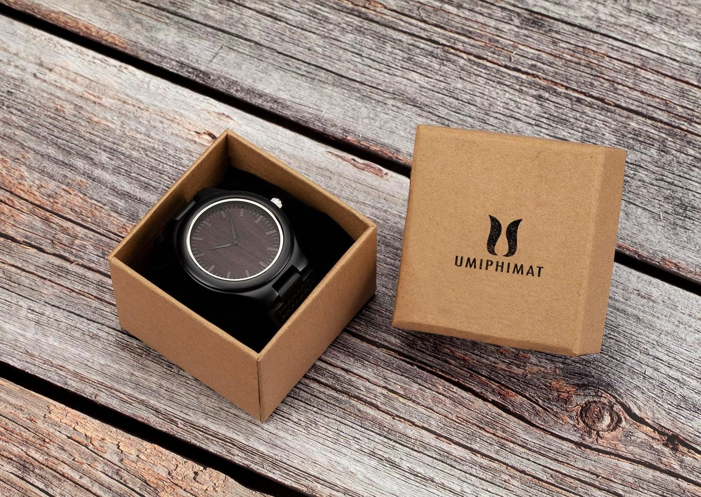 HOTUMIPHIMAT Engraved Wooden Watches for Men - Customized Wood Wrist Watches for Husband Boyfriend Dad Son
